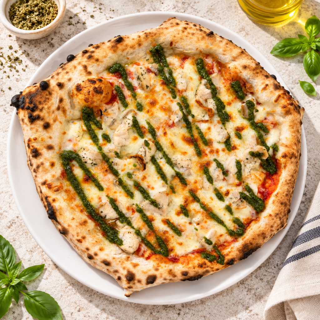 Pizza de Pollo al pesto Pizza pollo pesto Pizzeria La Nonna