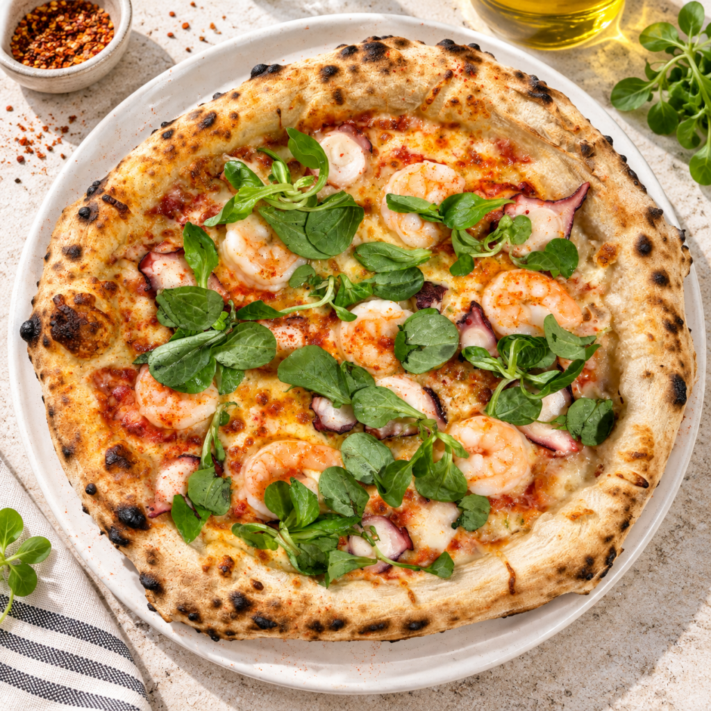 Pizza de Pulpo con gambas Pizza pulpo gambas Pizzeria La Nonna